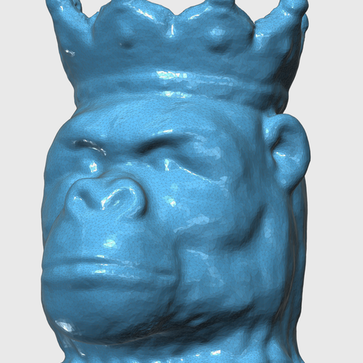 o rei a arte gorila coroa estátua rosto ape 3D print model - Mito3D