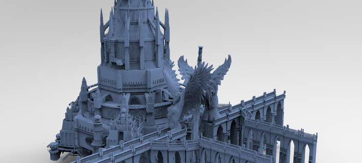 king arthurs camelot tower 5 city castle cathedral complex ancient picoftheday trending monument history middle architectural kitbash fantasy kit church building bloodbourne game street 3d print model - Mito3D