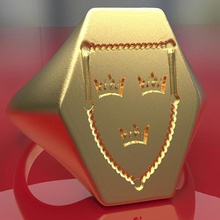 king arthurs coat arms jewelry signet ring middle ages 3d print model - Mito3D