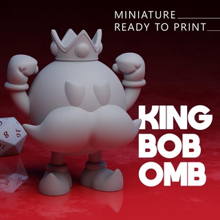 König bob omb Super Mario 3d bereit drucken Kingbobomb Kingbob Spiel Miniatur Anime Manga Pfirsich Bowser luigi Kröte 3d print model - Mito3D