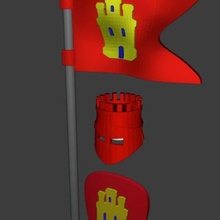 kral Kastilya oyun durum kılıf ceket silâh bayrak uyumlu playmonil 3d print model - Mito3D