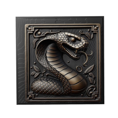 kral kobra hayvan rahatlama sanat hayvanlar yeggi mito3d büst google kolye madalyon animal relief wall art duvar 3d print model - Mito3D