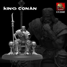 rei conan a arte bárbaro o trono figura diorama 3d print model - Mito3D