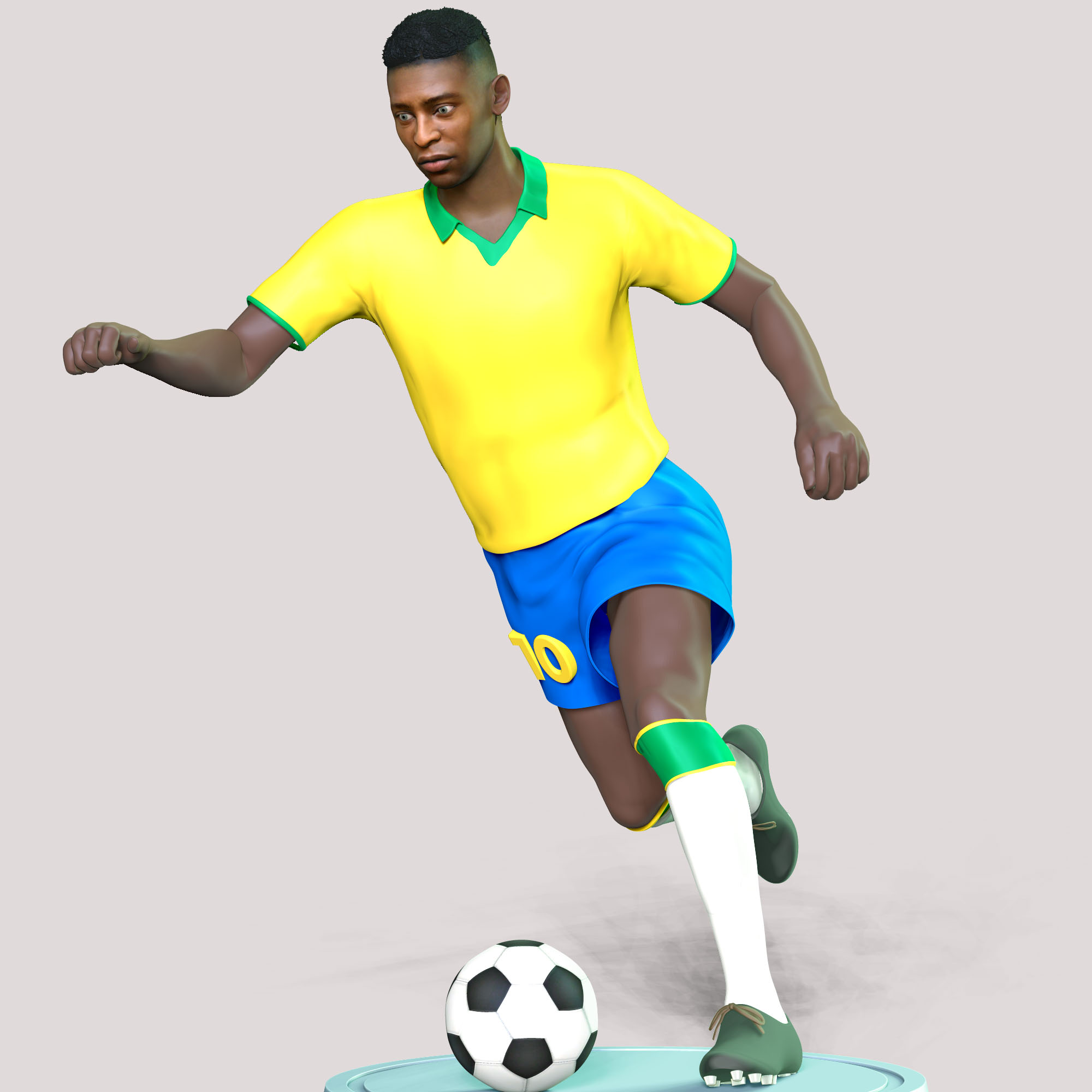 Rey piel arte fan Brasil campeón fifa copa palabras tropía fútbol 3dprint 3dprinting manga figura estatua dibujos animados cómic animal diseño personaje 3D print model - Mito3D