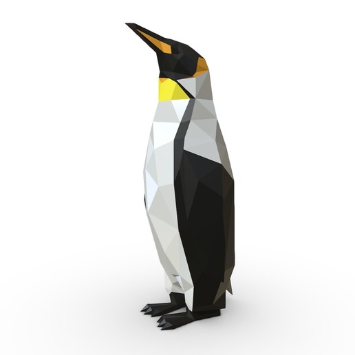 king penguin game art gift print jewelry lowpoly pendants 3dprint animal decor figurine interior design miniatures sculpture statue toy cartoon papercraft origami 3D print model - Mito3D