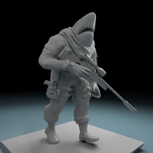 Rey tiburón animal escuela politécnica suicidio equipo militar francotirador Ejército sci fi futurista arma rifle 3d imprimible modelo impresión 3d print model - Mito3D