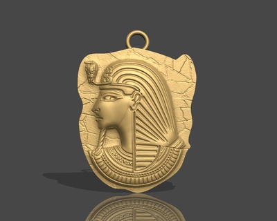 king tutankhamun ancient egypt pendant 3d jewelry silver 3dprinting pharaonic intarsia 3dsmax jewel printable necklaces casting inscriptions stl pendants anubis 3d print model - Mito3D