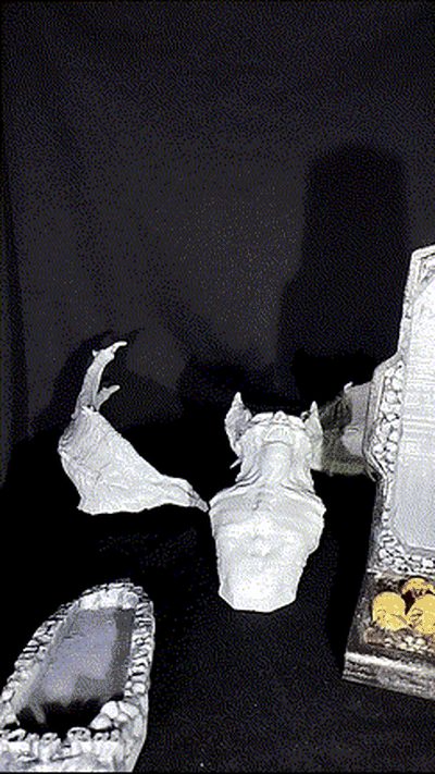 rei morcego arte bastão sombrio diabo colecionável único terror bruxas stl 3d print model - Mito3D