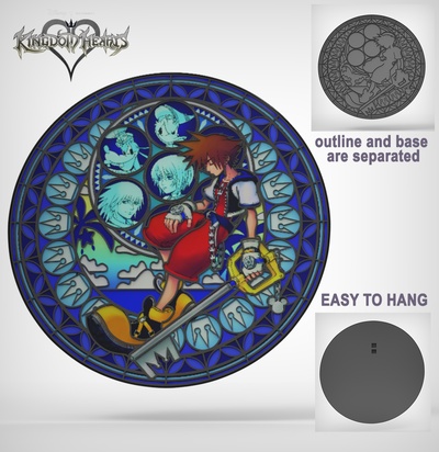 kingdom hearts - sora station art videogame ornament decoration stained glass play 3d print model - Mito3D
