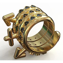 kinky 3some ring heart cut gems jewelry jewellery love threesome 3d print model - Mito3D