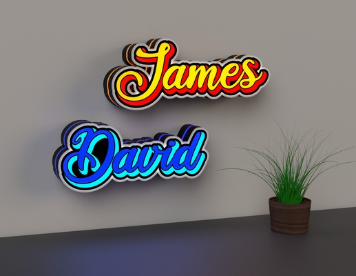 kinsley leuchtkasten led lampe benannt namensschild benutzerdefiniert personalisiert zeichen text zuhause haus schriftart 3d print model - Mito3D