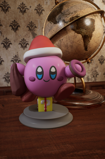 kirby christmas figurine - santa donut Game game super mario nintendo gaming character tabletop action figure pen and paper toys 3d print model - Mito3D