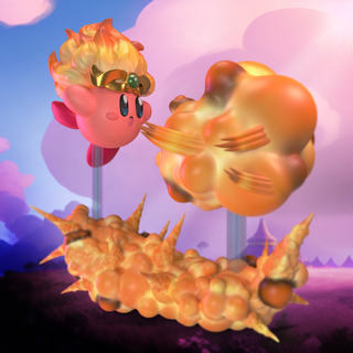 Kirby ateş yetenekleri hayran art yazdırmaya hazır Kirbyfire Kirbycute Kirbyvideo oyunu kirbyfigure Kirbysculpt kirbyfan fantezi Şirin 3d print model - Mito3D