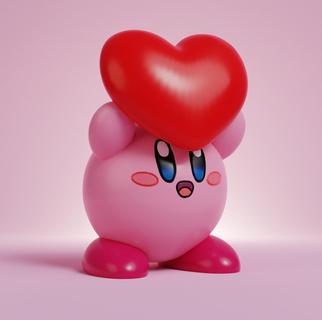 Kirby corazón nintendo pokemon hamburguesa 3d Arte juguete impresión hogar casa perro juego resina decoración escultura figura san valentin Pikachu charmander chorro 3d print model - Mito3D