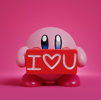 kirby love - valentines day Game nintendo pokemon burger 3d art toy print home dog game resin decor sculpture figure 3d print model - Mito3D