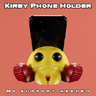 Kirby Telefono titolare supporto i phone 14 pro max caricare gadget meccanico Stampa posto In piedi giocattolo fallimento testa animale carina moderno smartphone 3d print model - Mito3D