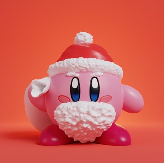 Kirby papai noel klaus jogos Nintendo Pokémon hambúrguer 3d arte brinquedo impressão casa cão resina decoração escultura Natal rena claus neve feriado 3d print model - Mito3D