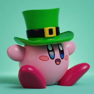Kirby st patrick's giorno nintendo Pokemon 3d arte giocattolo Stampa casa cane gioco resina arredamento scultura leprechaun patrick patricks Irlanda stagione 3d print model - Mito3D