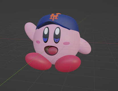 kirby wearing nym hat commition new york mets 3d print model - Mito3D