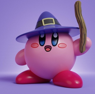 Kirby sihirbaz cadılar bayramı nintendo pokemon 3d Sanat oyuncak Yazdır köpek oyun reçine dekor heykel şekil kostüm 3d print model - Mito3D