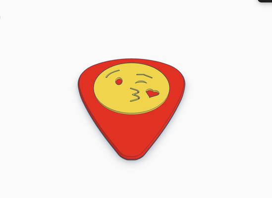 kiss-wink guitar pick bass electric acoustic kiss wink emoji instrument music rock classical pickcard band group collection card 3d print model - Mito3D