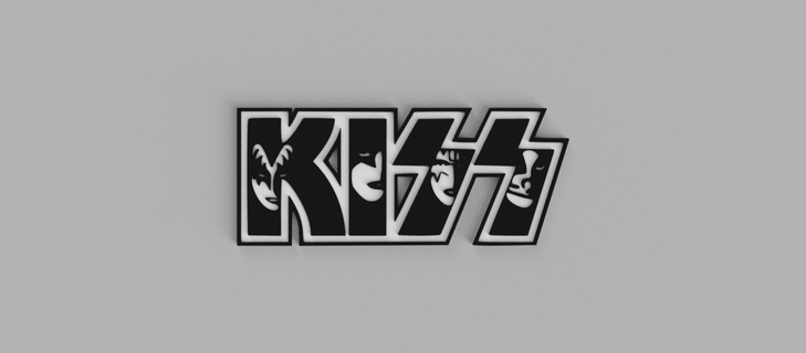 kiss - rock logo picture wall 3d print model - Mito3D