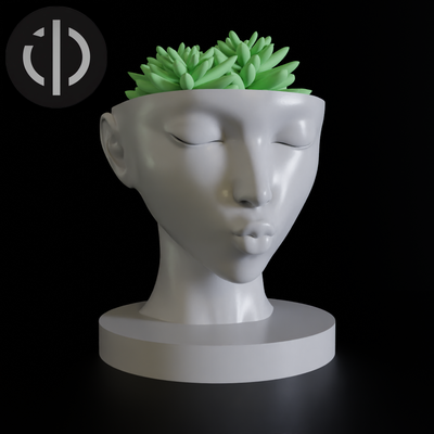 kiss flower pot 05 home flowerpot house decoration bowl head sculpture 3d print model - Mito3D