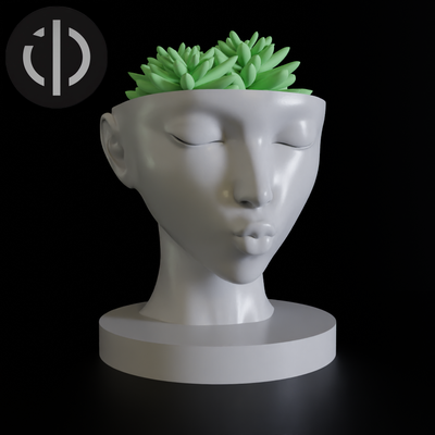 kuss blume topf 05 zuhause haus blumentopf dekoration schüssel kopf skulptur 3d print model - Mito3D