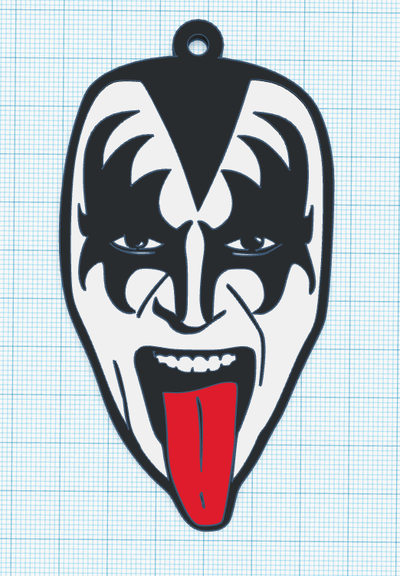 beijo gene simmons cara chaveiro parede arte música paulo stanley rocha 3d print model - Mito3D