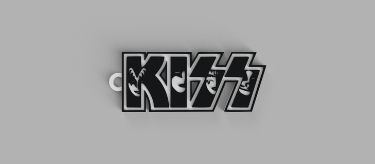 kiss logo - rock key ring pendant earring 3d print model - Mito3D