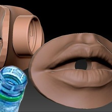 kissy lips bottle cap girl woman kiss sip drink beverage kitchen soda alcohol fun toy food water liquid drinking dining love 3d print model - Mito3D