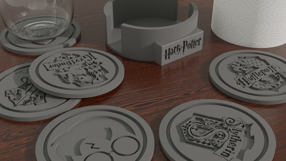kit 6 supporters hogwarts schools + harry potter customized case licensed-commercial 3d print model - Mito3D