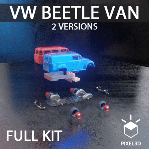 kit beetle van fuskombi station wagon 20fev22 vw fusca 1 24 scale plastic kits 3D print model - Mito3D