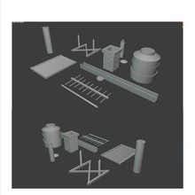 kit ceiling elements dioramas architecture lowpoly roof terrace tank tanquesolar fireplace antenna 3d print model - Mito3D