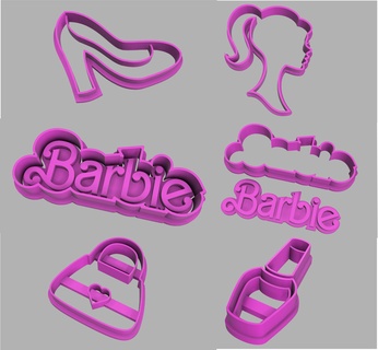 trousse biscuit coupeurs Barbie coupeur timbre 3d print model - Mito3D