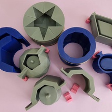 kit 6 moldes de vasos 8 10 12 cm únicas figuras do prefessional a casa dodecaedro estrela vintage planta concreto baixa contagem polígonos arte molde 3d print model - Mito3D