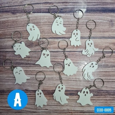 kit x 12 ghost keychains - llaveros de fantasmas llavero keychain fantasma halloween 3d print model - Mito3D