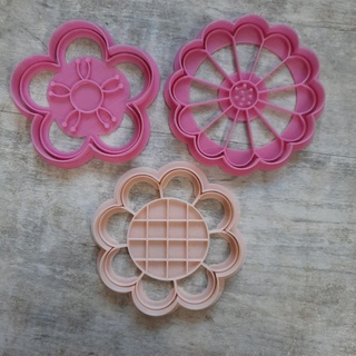 kit x 3 flowers cookie cutter cutting ceramics clay 3d print model - Mito3D