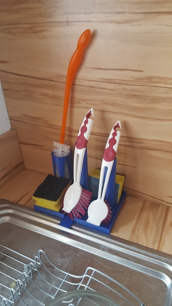 mutfak lavabo organizatör Fırça tutucusu sünger Kulp destek yemek 3D print model - Mito3D