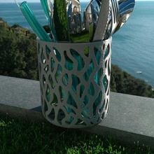 kitchen utensil holder - voronoi vase rack organizer ikea posate porta cutlery container silverware 3d print model - Mito3D