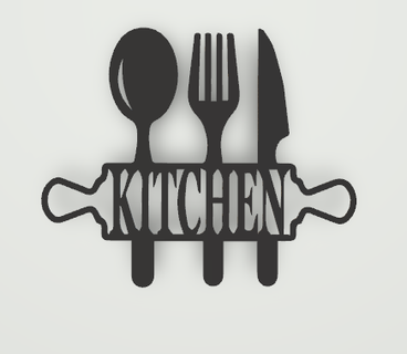 kitchen wallart fork room cook house knife food cheff wall art design 3d print model - Mito3D