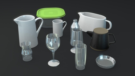 kitchenware 3d model collection glassware cups teapot jug milk gravy models blender printing 3d print model - Mito3D
