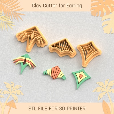 kite pack summer clay cutter tools earring turtle beach shell 3d print model - Mito3D