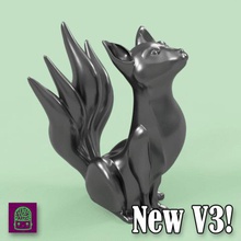 kitsune easy print no supports required new v3 art spirit fox japanese 3d print model - Mito3D