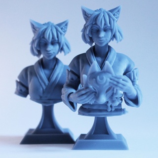 kitsune fille buste pre supported 3d print model - Mito3D