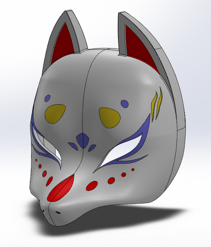 kitsune mask Fashion japanese fox cosplay 3D print model - Mito3D