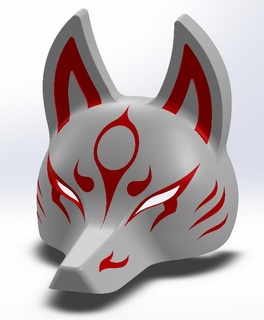 kitsune maschera moda giapponese Volpe cosplay 3d print model - Mito3D