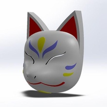 kitsune máscara Moda mazo japonés zorro cosplay 3d print model - Mito3D