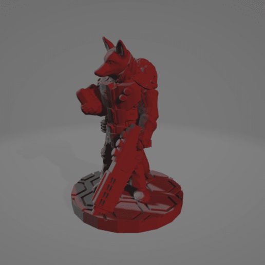 kitsune technicien éclipse phase 28mm 28mmscale cyberpunk Renard fuchs miniature sci science fiction scifi starfinder voyageur renarde vulpin Jeux 3D print model - Mito3D