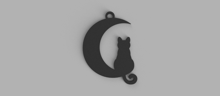 kitten moon cat keychain - pendant earrings 3d print model - Mito3D